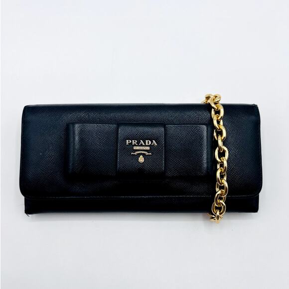 Authentic Prada Black Saffiano Bow Wallet - Picture 1 of 9